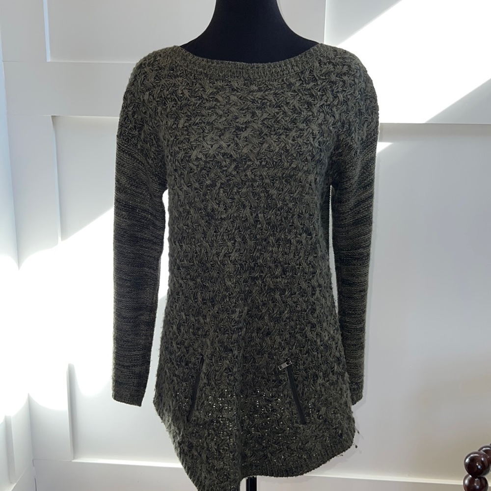 Hooked Up Army Green Sweater